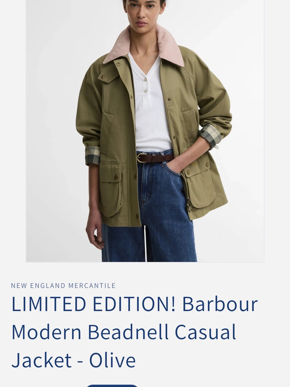 BRAND NEW LIMITED Barbour Olive Utility Jacket with Pale Pink Corduroy COLLAR